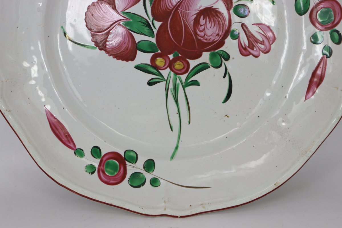 Deep Earthenware Bowl From Les Islettes, “rose Des Islettes,” Late 18th Century-photo-3