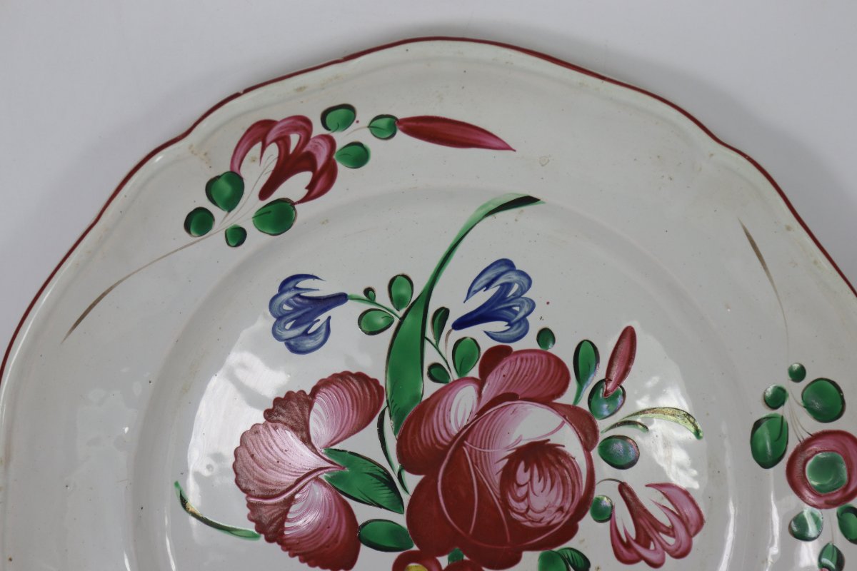 Deep Earthenware Bowl From Les Islettes, “rose Des Islettes,” Late 18th Century-photo-4