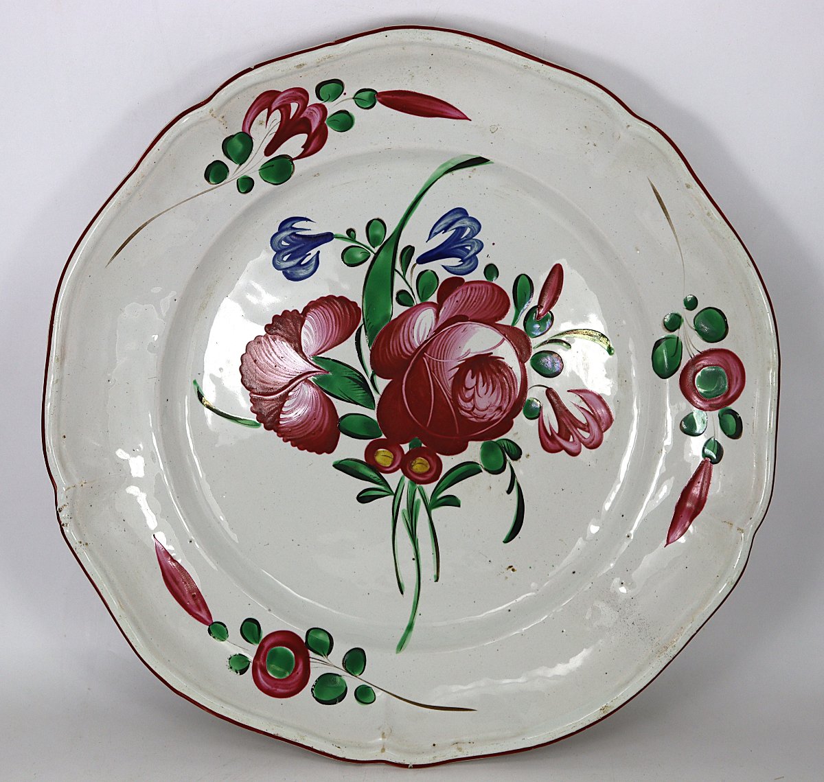 Deep Earthenware Bowl From Les Islettes, “rose Des Islettes,” Late 18th Century