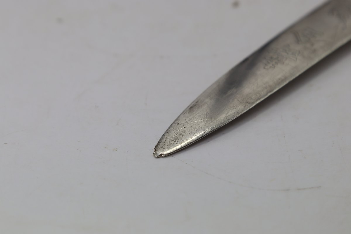 Coupe-papier de lettré en argent massif, Dynastie Qing, Chine fin XIXe-photo-2