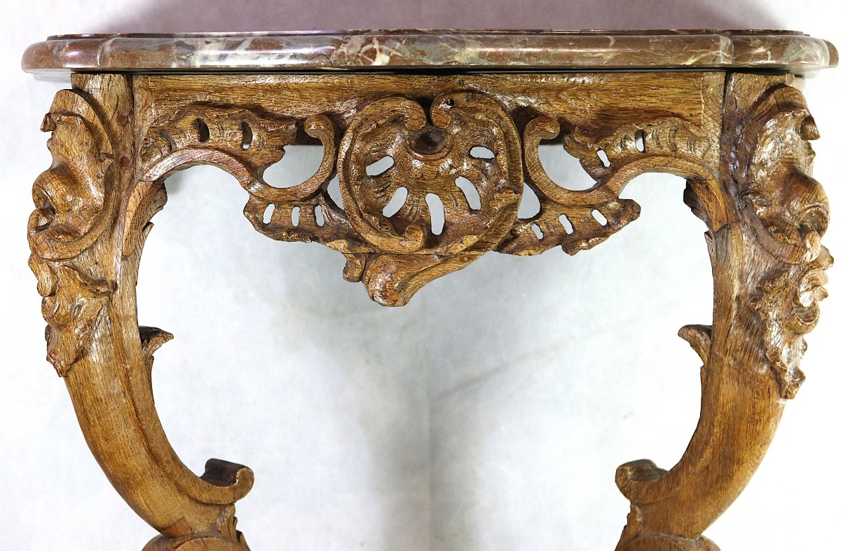 CONSOLE D’APPLIQUE D’EPOQUE REGENCE en chêne, XVIIIe-photo-2