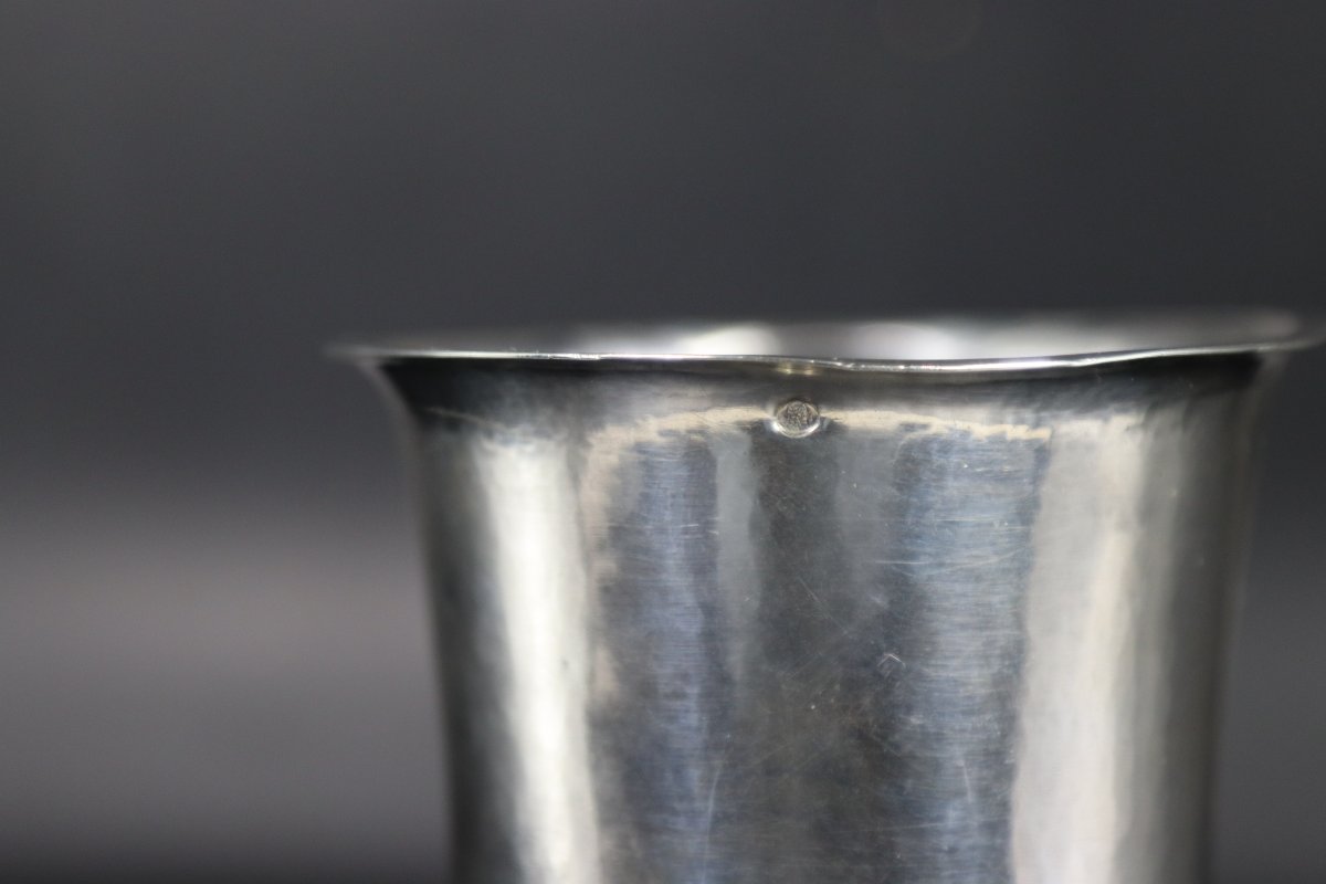 Silver Piédouche Goblet, Marked "vieillard," Early 19th Century-photo-4