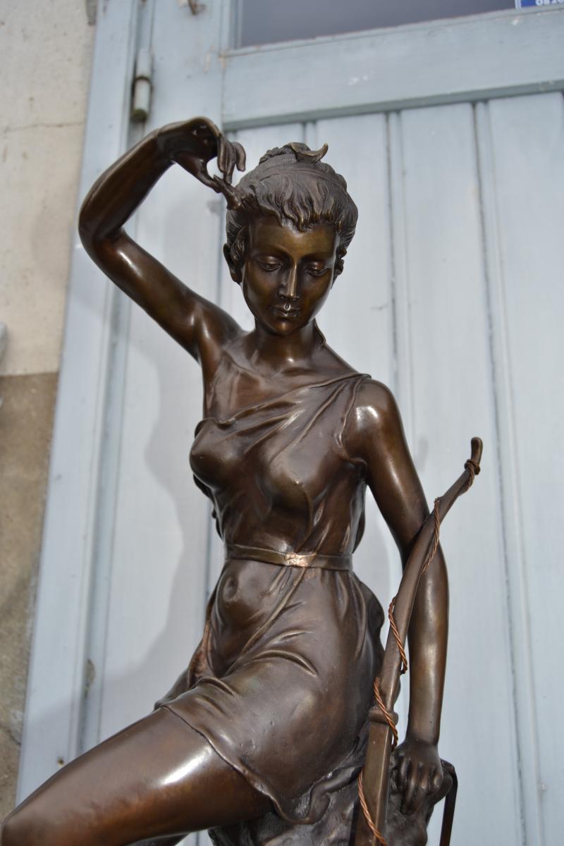Bronze "diane Huntress" Lucie Signoret-ledieu, Nineteenth-photo-2