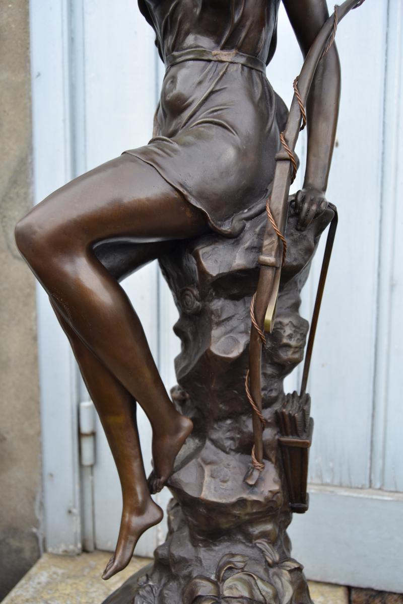 Bronze "diane Huntress" Lucie Signoret-ledieu, Nineteenth-photo-3