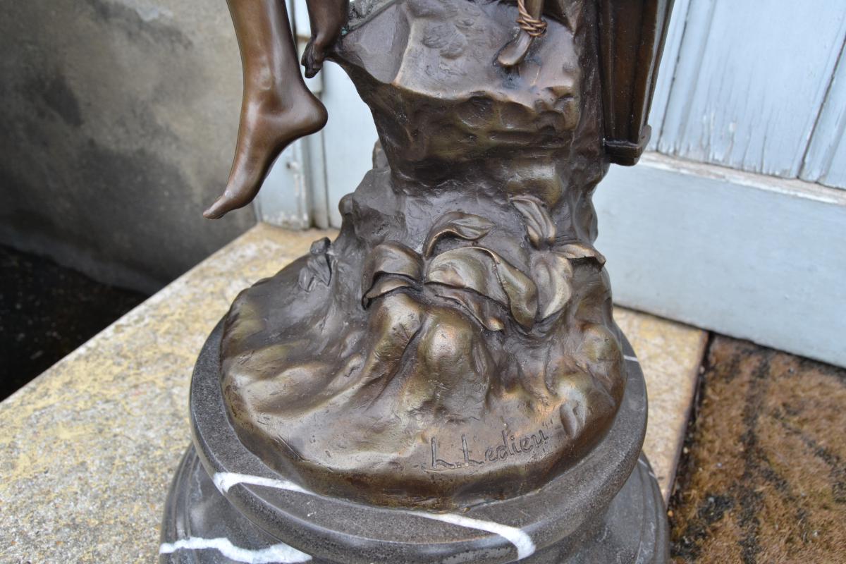 Bronze "diane Huntress" Lucie Signoret-ledieu, Nineteenth-photo-4