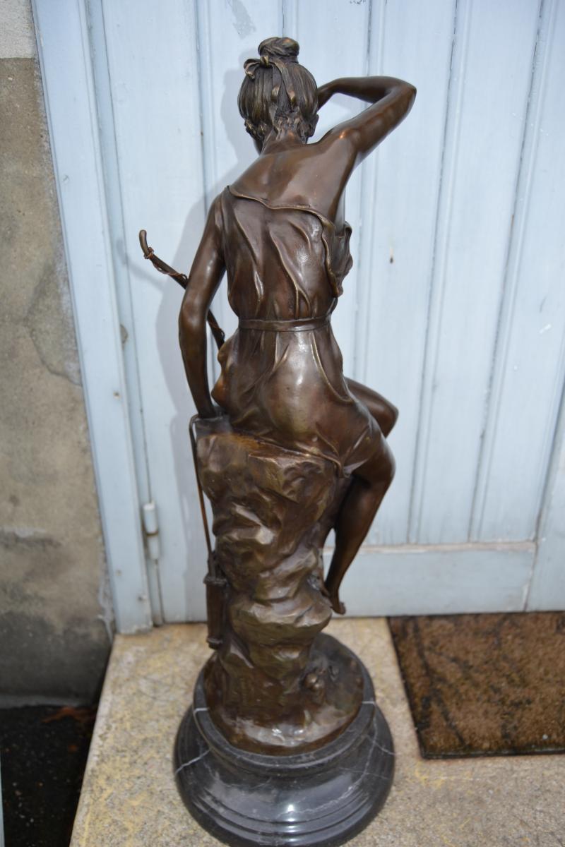 Bronze "diane Huntress" Lucie Signoret-ledieu, Nineteenth-photo-1