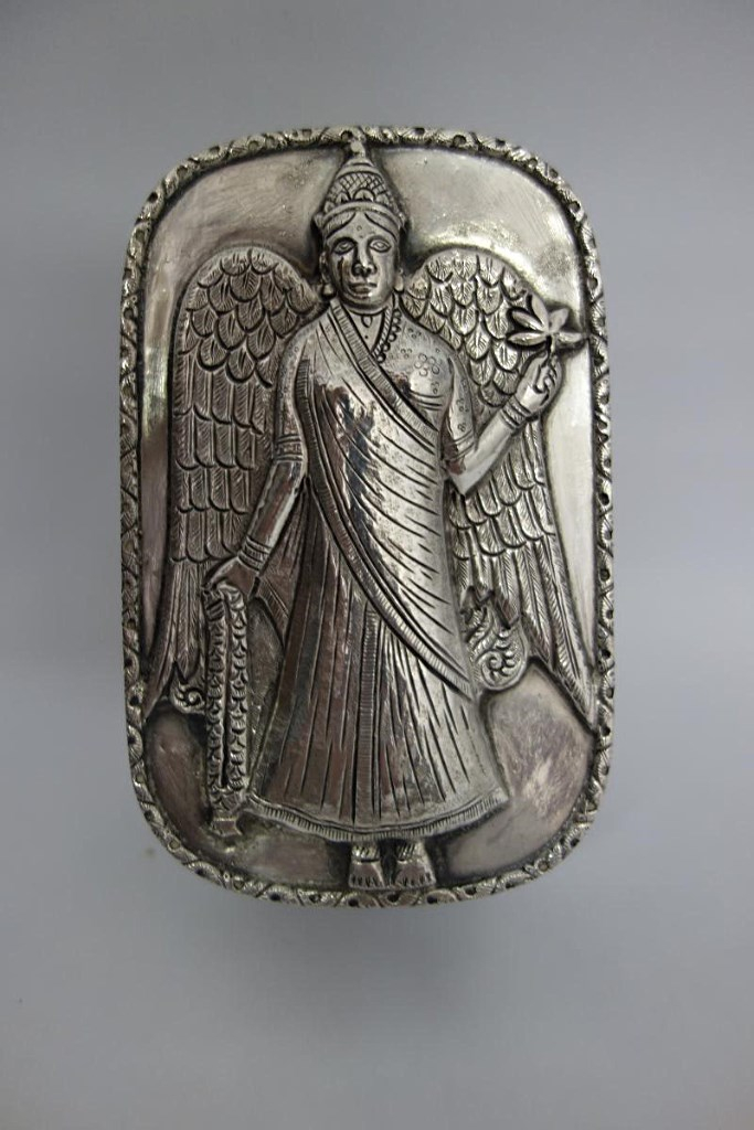 Large Silver Box "winged Woman", XIXth