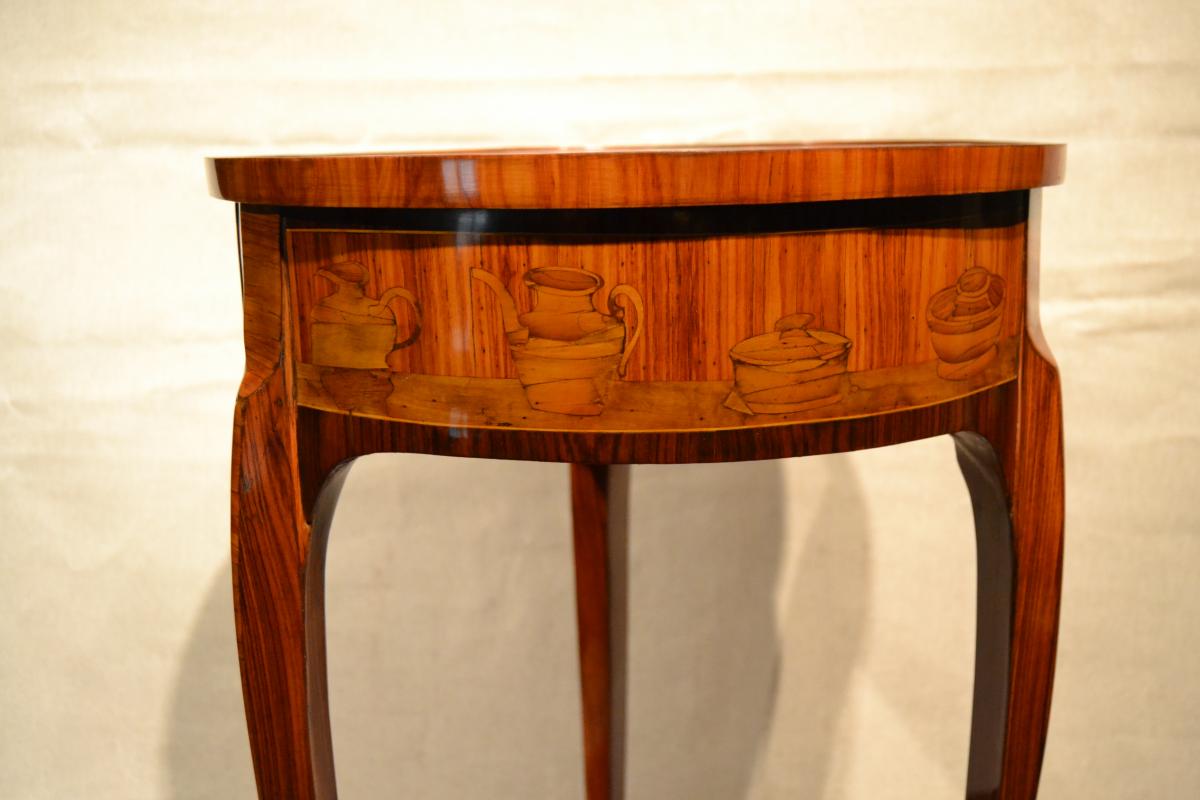 Table Of Salon In Marquetry, East. Thibault, Eighteenth Century-photo-2