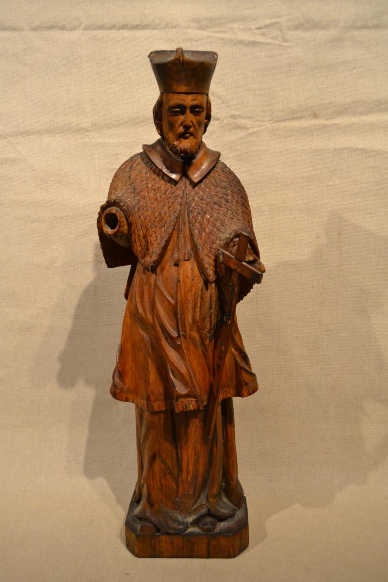 Saint Jean Népomucène In Sculpted Wood, XVIIIth Century