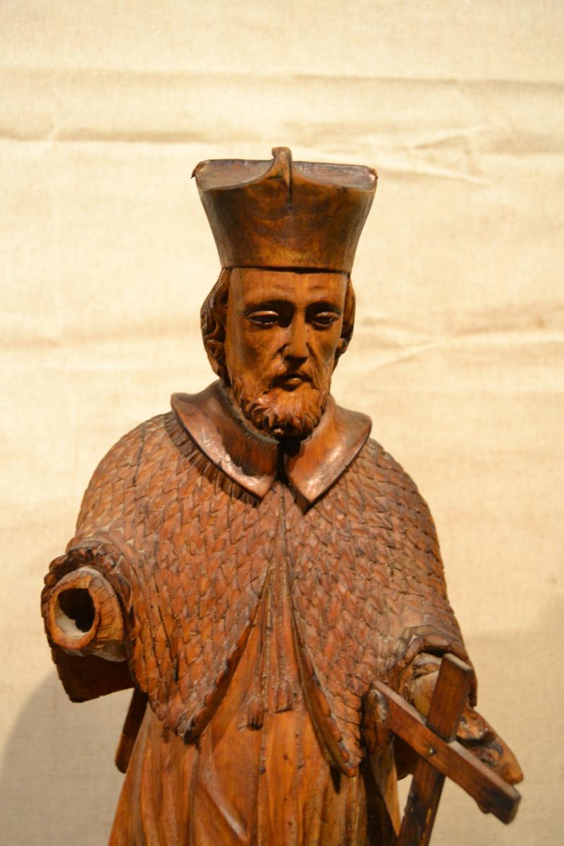 Saint Jean Népomucène In Sculpted Wood, XVIIIth Century-photo-2