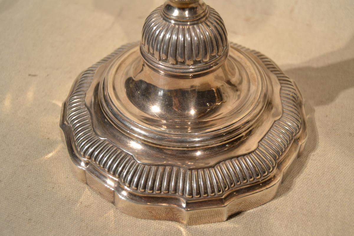 Large Pair Of Candelabra, Sterling Silver, Puiforcat, XXth-photo-4