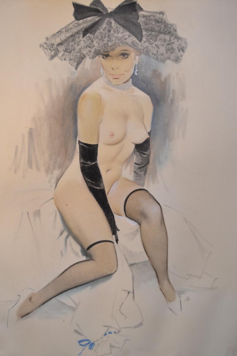 Fritz Willis (1907-1979), Charcoal, "pin-up", 1970-photo-2