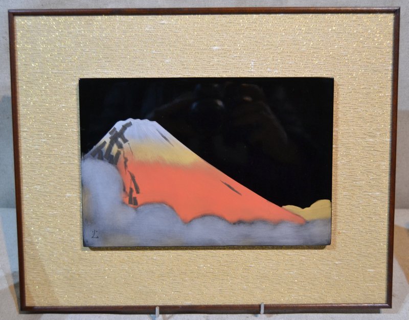 Series Of 4 Panels Lacquered Black, Gold And Silver, Signed, Japan 1960-photo-3
