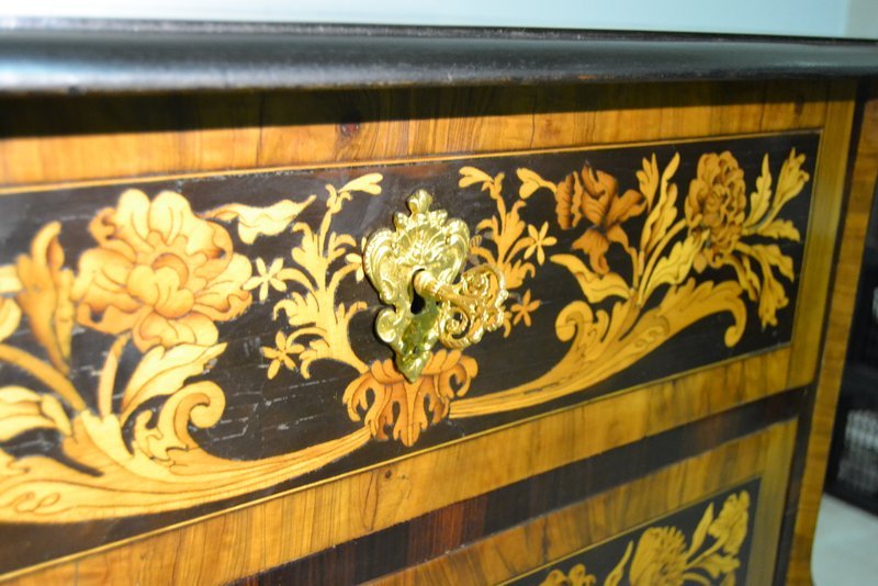 Rare Small Mazarine Louis XIV Commode, XVIIIth-photo-8