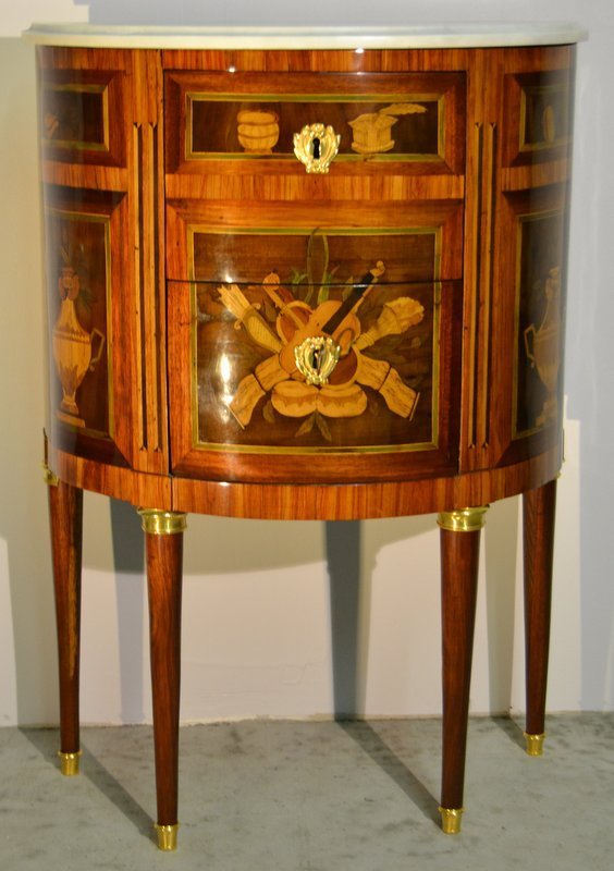Jean-marie Schiler (1753-1812), Commode Demi Lune Louis XVI, XVIIIe-photo-4