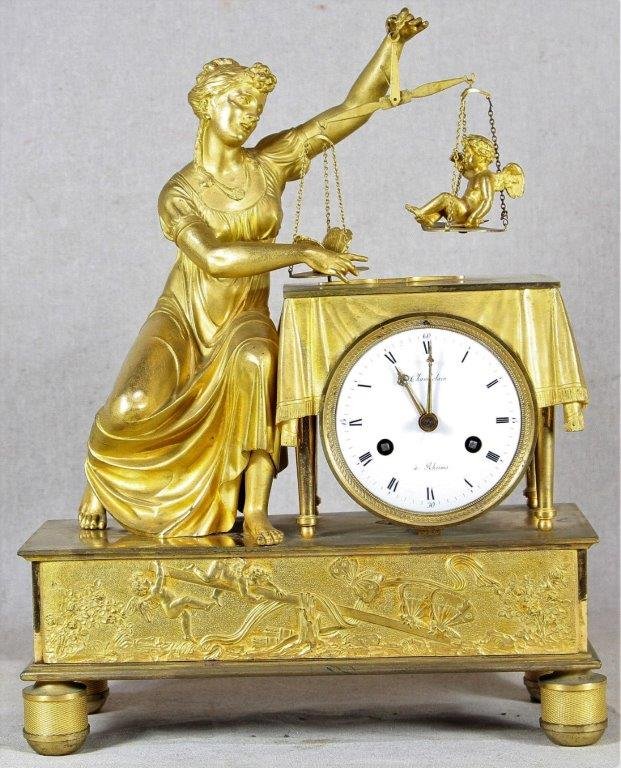 Pendule " La pesée de l'amour ", époque Empire, XIXe-photo-2