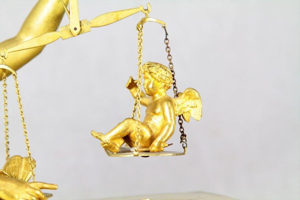 Pendule " La pesée de l'amour ", époque Empire, XIXe-photo-2