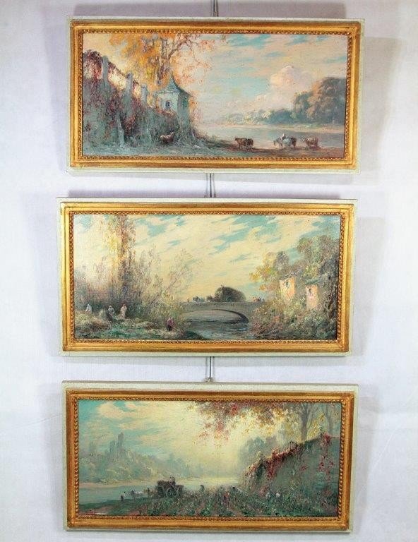 Henry Foreau (1866-1938), Series Of 3 Hst Paintings, Nineteenth