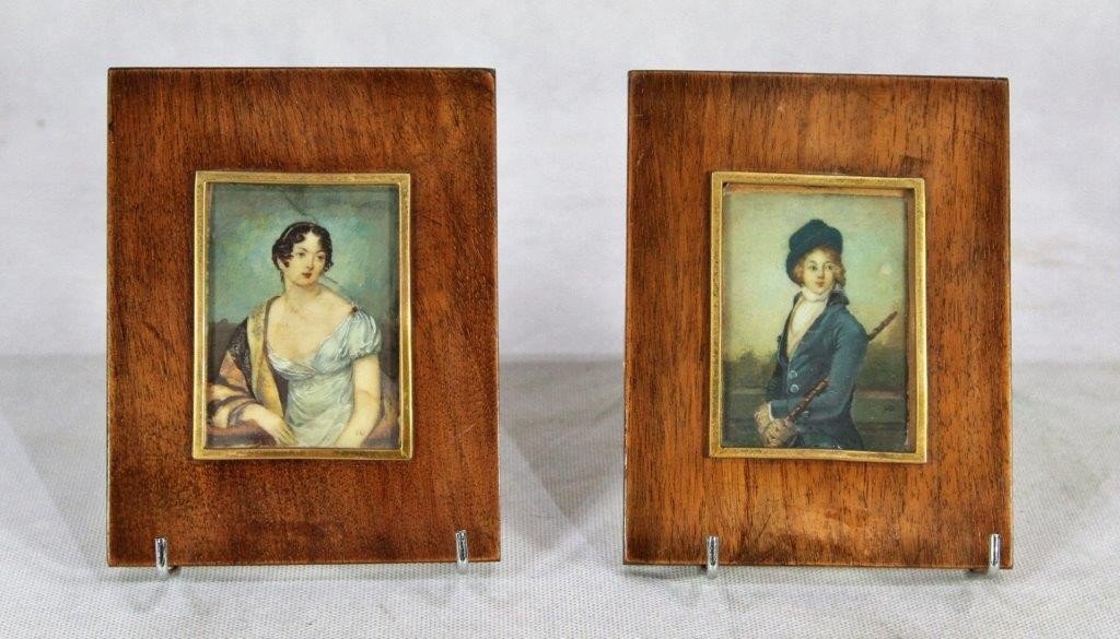 Pair Of Miniatures On Ivory, Portraits, Nineteenth