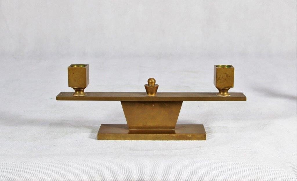 Paire De Candélabres En Bronze, Signé, Vers 1930-photo-2