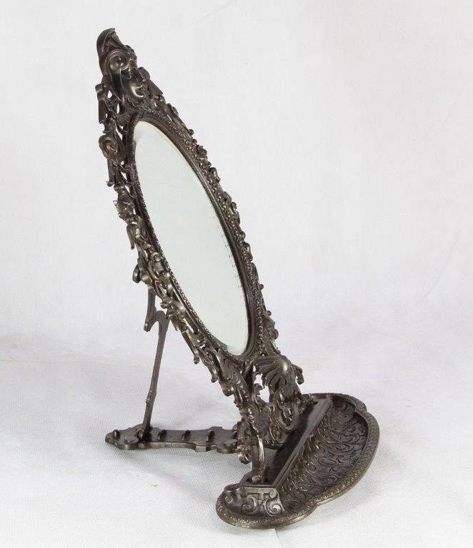 Psyche Mirror In Cast Iron, German Work, Late Nineteenth-photo-2