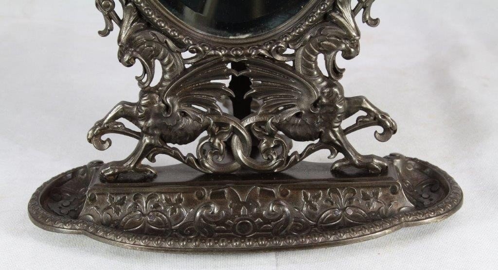 Psyche Mirror In Cast Iron, German Work, Late Nineteenth-photo-3