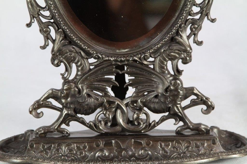 Psyche Mirror In Cast Iron, German Work, Late Nineteenth-photo-4