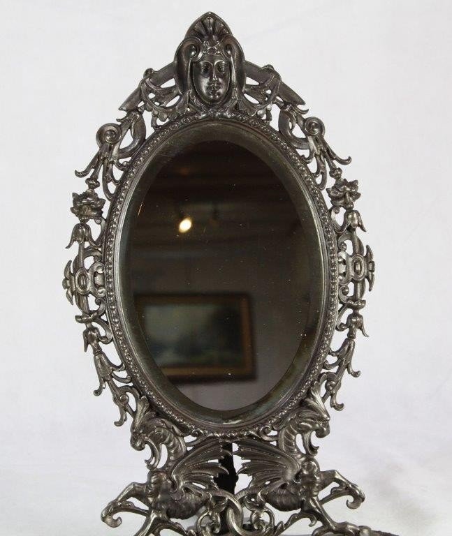 Psyche Mirror In Cast Iron, German Work, Late Nineteenth-photo-6