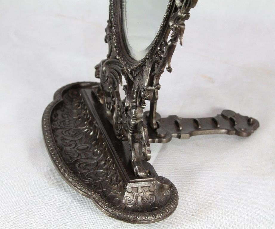 Psyche Mirror In Cast Iron, German Work, Late Nineteenth-photo-7