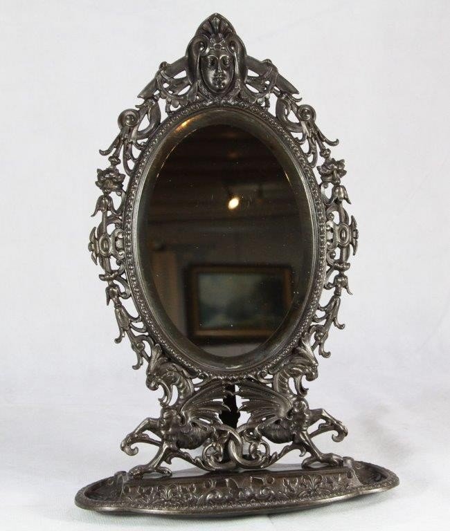 Psyche Mirror In Cast Iron, German Work, Late Nineteenth-photo-8