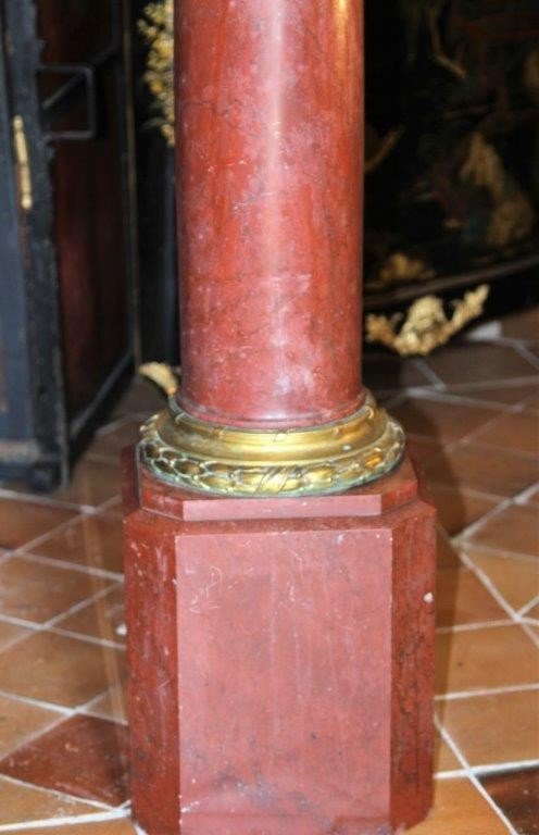 Colonne Sellette Marbre Rouge, XIXe-photo-2