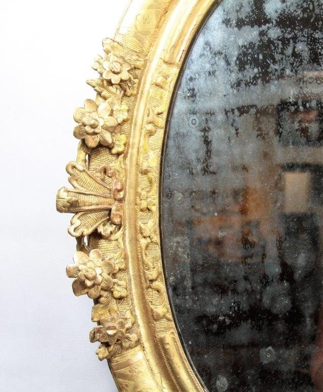 Regency Oval Mirror In Golden Wood, Eighteenth-photo-3