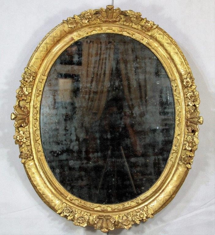 Regency Oval Mirror In Golden Wood, Eighteenth