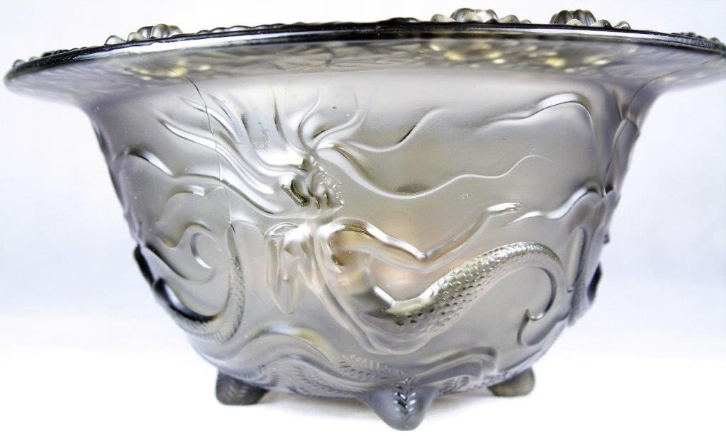 Pressed Glass Cup With Mermaid Decor, Twentieth-photo-3