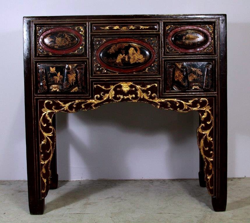 Nineteenth China, Low Carved Wood Cabinet.-photo-2