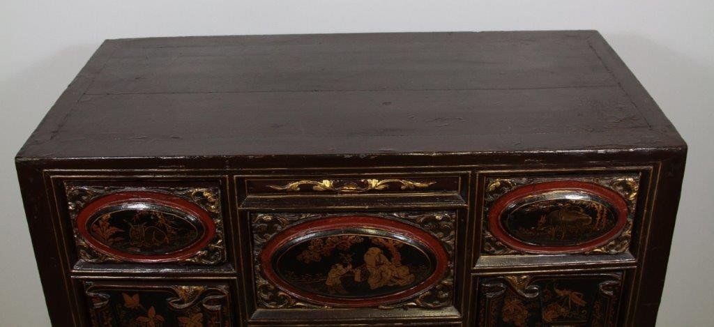 Nineteenth China, Low Carved Wood Cabinet.-photo-4