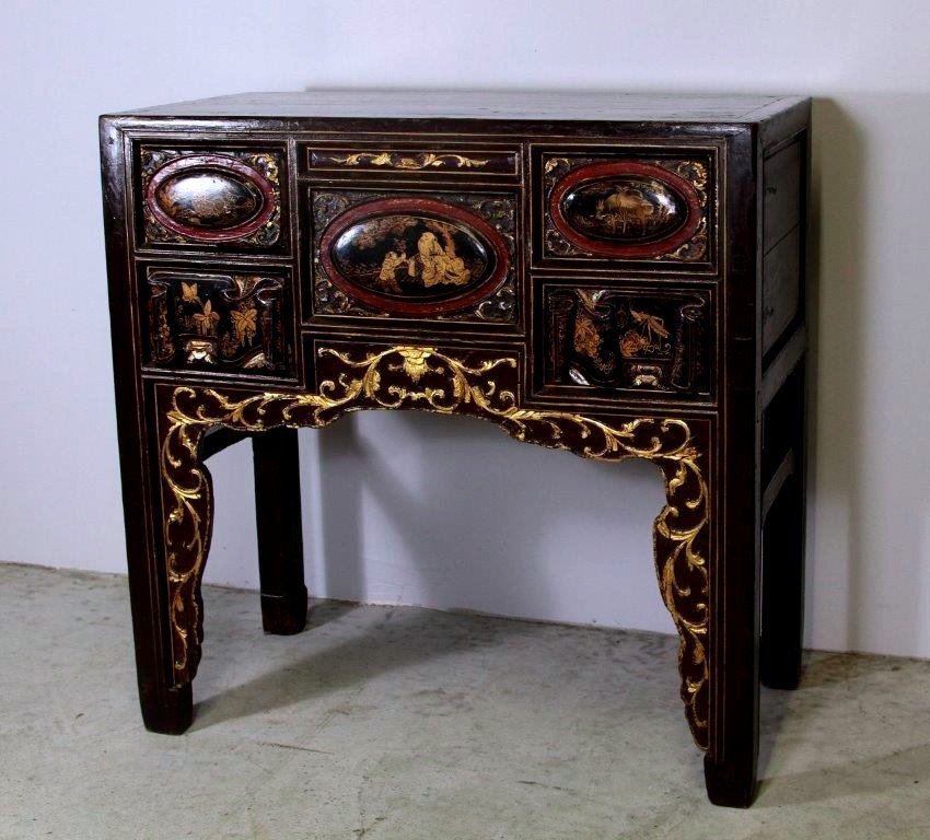 Nineteenth China, Low Carved Wood Cabinet.