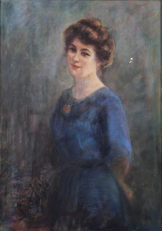 Louis PIOT ( 1867-1947 ) Pastel " Femme à la robe " daté 1926-photo-2