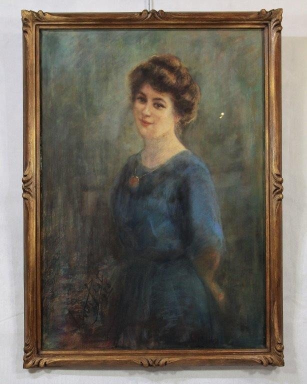 Louis PIOT ( 1867-1947 ) Pastel " Femme à la robe " daté 1926-photo-3
