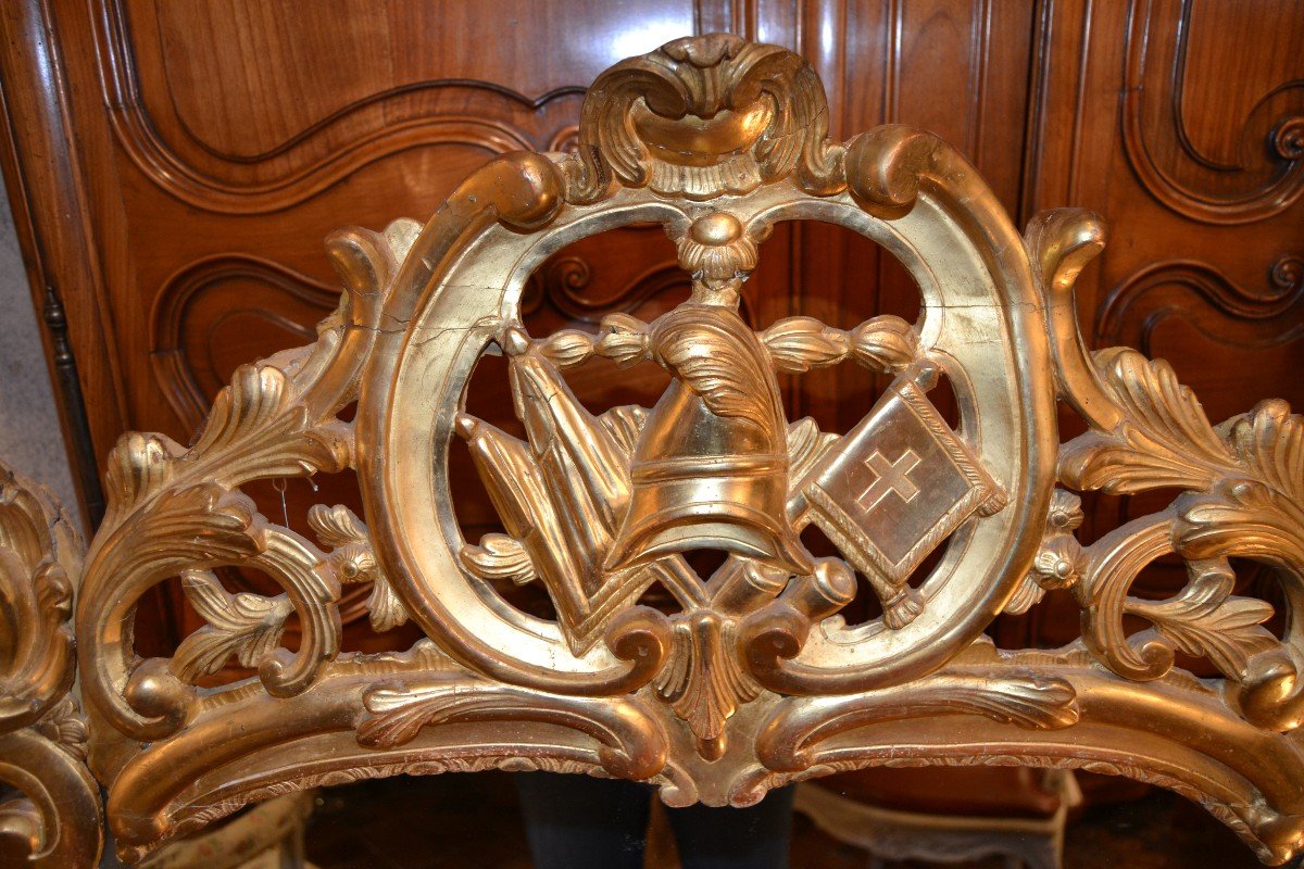 Mirror In Carved And Gilded Wood, Eighteenth Time-photo-2