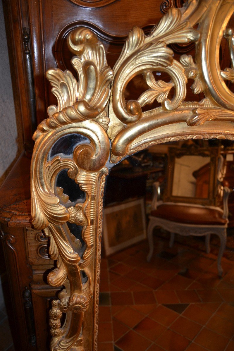 Mirror In Carved And Gilded Wood, Eighteenth Time-photo-3