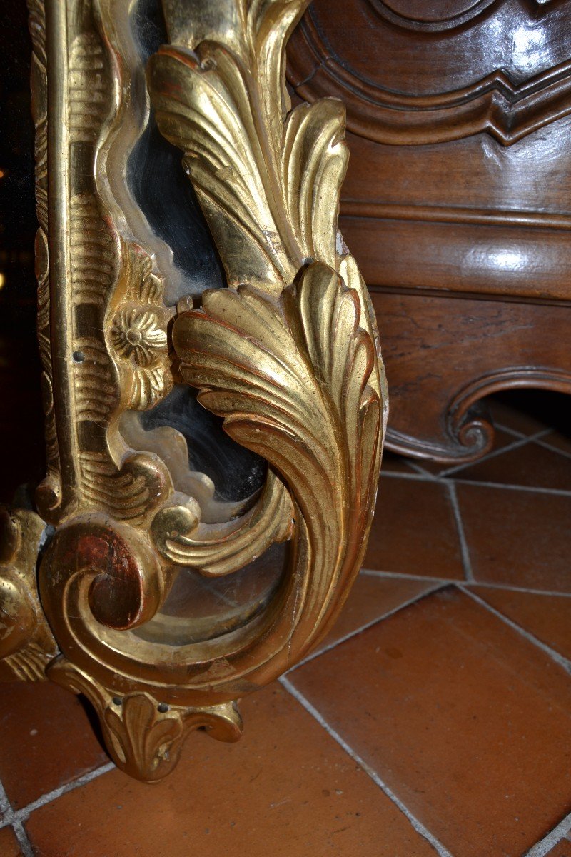 Mirror In Carved And Gilded Wood, Eighteenth Time-photo-1