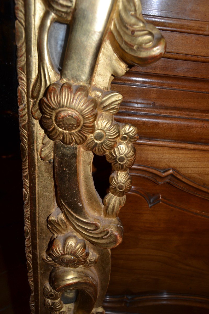 Mirror In Carved And Gilded Wood, Eighteenth Time-photo-2