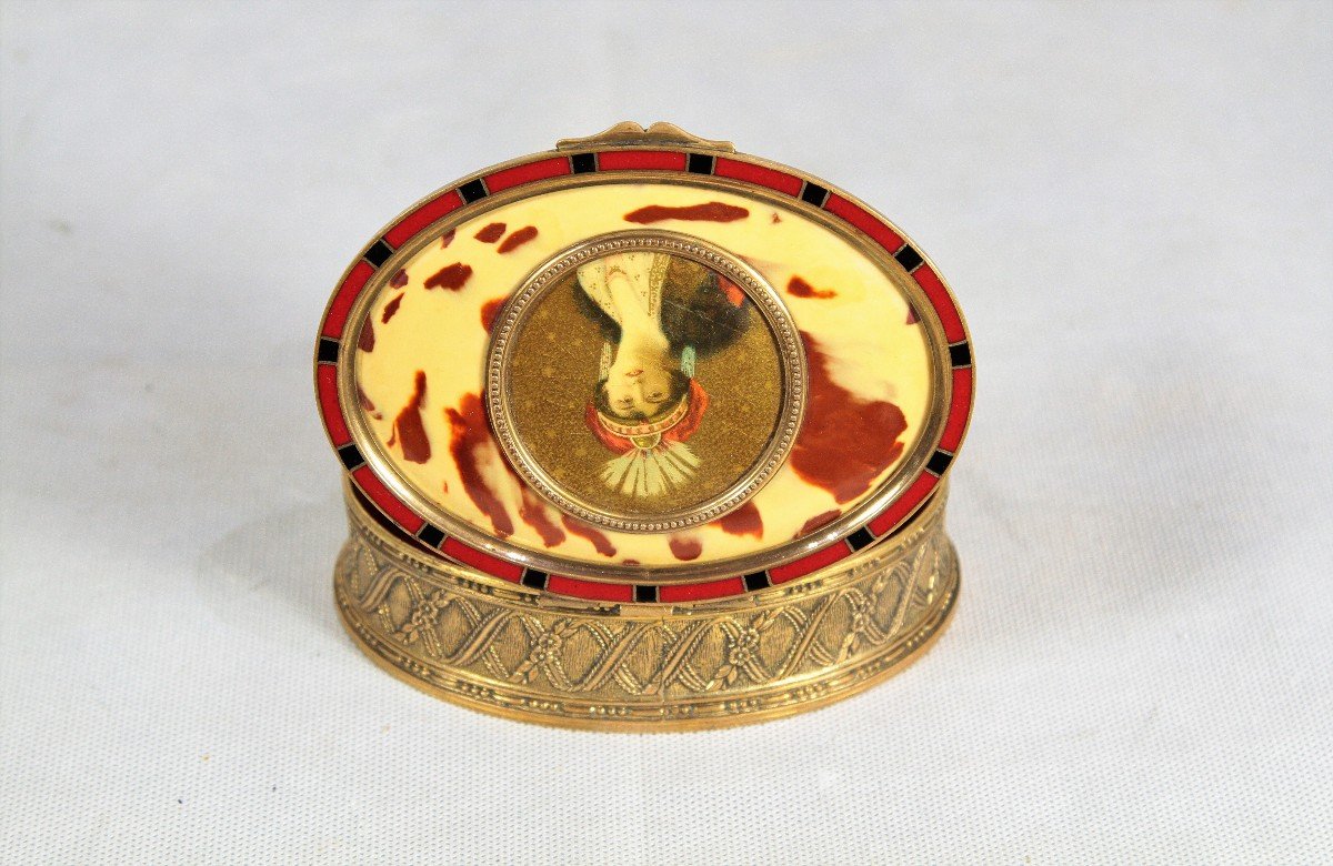 Bronze Powder Box And Portrait Of A Woman In Enamel, Circa 1900-photo-2