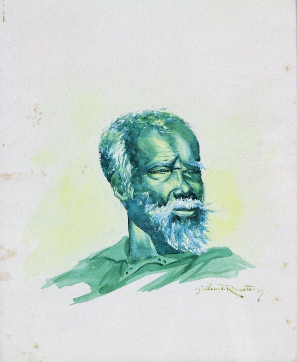 Gilbert Rakoto ( 1906- ?), Aquarelle Portrait d'Un Malgache, 1939-photo-2