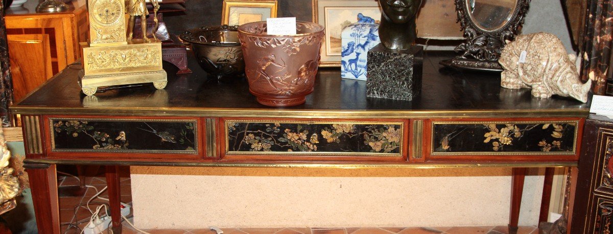 Caspar Schneider (reçu Maitre Le 15 Mars 1786), Grand Bureau Plat Acajou Et Laque De Coromandel-photo-2