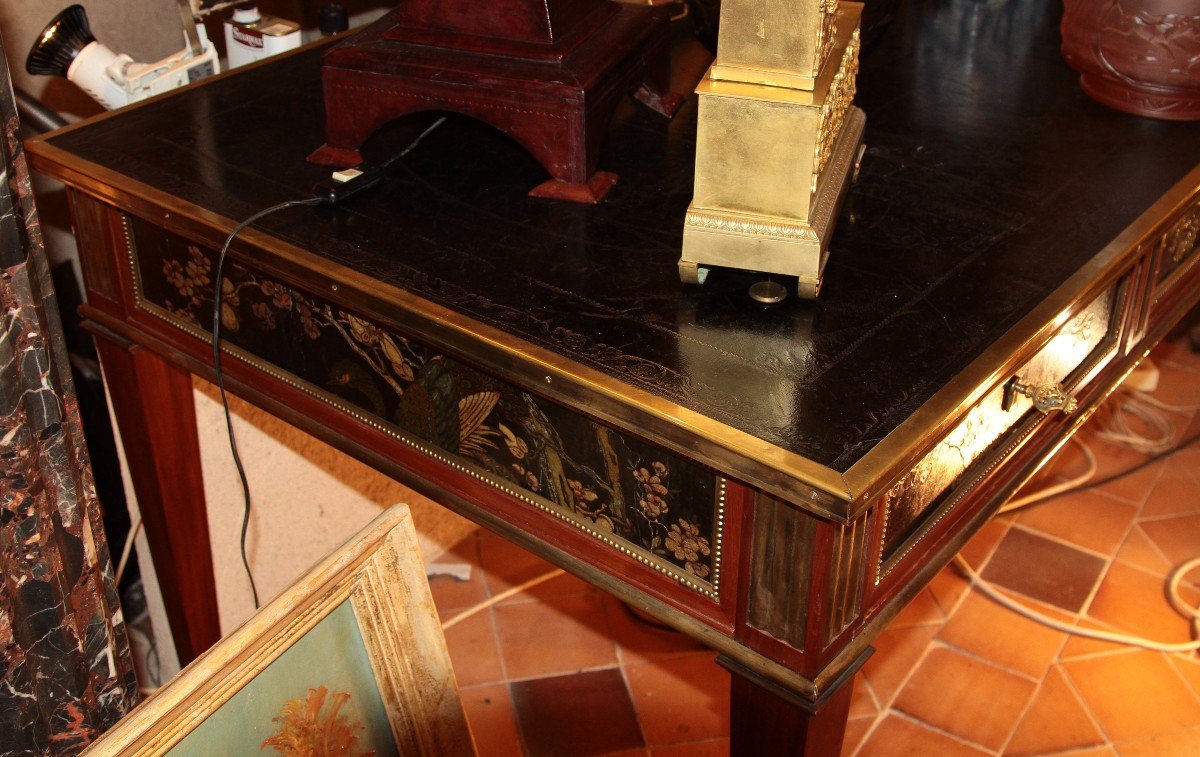 Caspar Schneider (reçu Maitre Le 15 Mars 1786), Grand Bureau Plat Acajou Et Laque De Coromandel-photo-1
