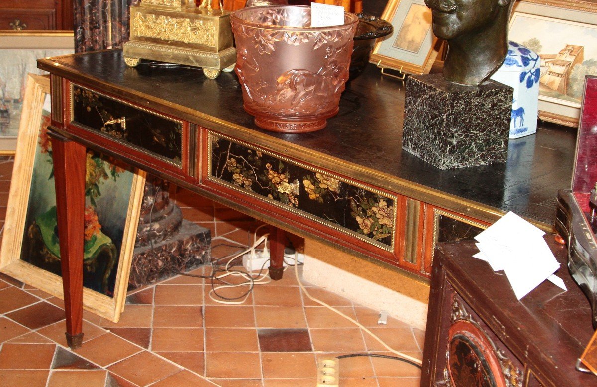 Caspar Schneider (reçu Maitre Le 15 Mars 1786), Grand Bureau Plat Acajou Et Laque De Coromandel-photo-2