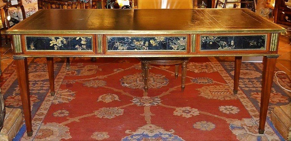 Caspar Schneider (reçu Maitre Le 15 Mars 1786), Grand Bureau Plat Acajou Et Laque De Coromandel