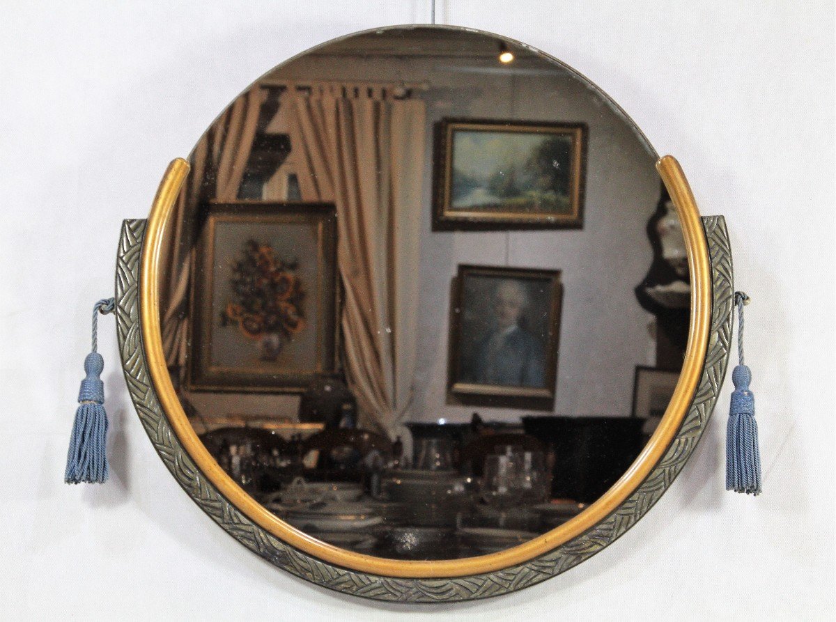 Miroir Rond d'époque Art Déco, XXe